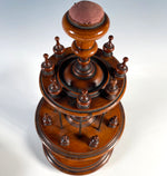 Fine Antique Victorian English Walnut Lathe-turned 12.75" Tall 3-Tier Thread Spool Stand, Caddy