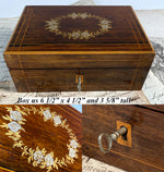 Antique French Sewing Box, Chest, Necessaire w Sterling Silver Tools, Mother of Pearl Silk Winders