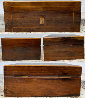 Antique French Sewing Box, Chest, Necessaire w Sterling Silver Tools, Mother of Pearl Silk Winders