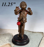 Vintage French Sculpture, A Boy with Ball is a Pocket Watch Stand, Holder, Display