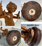 Vintage French Sculpture, A Boy with Olive Branch and a Dove is a Pocket Watch Stand, Holder, Display