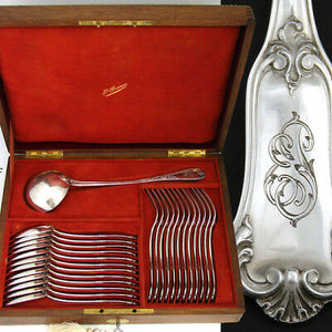 Lovely Antique French PUIFORCAT Hallmarked Silver 25pc Flatware Set & Chest