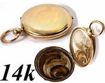 Antique Georgian to Victorian Era 14k Gold Pocket Watch Style Mourning Locket