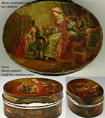 RARE! Antique Vernis Martin 1700s Table Snuff, Marie Antoinette, Versailles Pntg