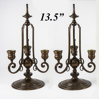 Rare Antique French Bronze Candelabra Pair (2), Signed "F. Barbedienne"