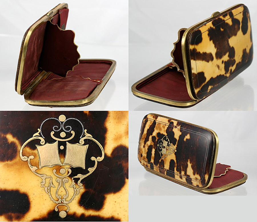 Antique French Tortoise Shell Cigar or Spectacles Case, Silk Lined - Mid- 1800s Tortoiseshell, Napoleon III, mid-Victorian Era
