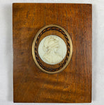 Antique Hand Carved Dieppe, France Profile Medallion of Minerve, Miniature in Frame
