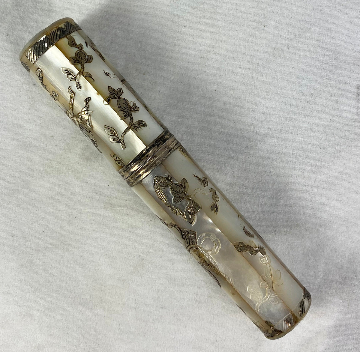 Antique French Billet Doux, Silver and Mother of Pearl, Very Early 1800s