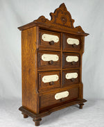 Antique French Oak Spice Cabinet or Chest of Drawers for Bru Dolls, 14.5" Tall, Bone Cachet