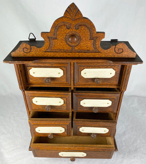 Antique French Oak Spice Cabinet or Chest of Drawers for Bru Dolls, 14.5" Tall, Bone Cachet