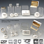 Antique Mappin & Webb Sterling Silver & Cut Glass 6pc Vanity Set, Jars, Perfume Bottles