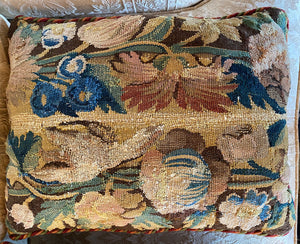 Two Fine Antique Flemish Verdure Tapestry Panels, c.1650-1750, Now Opulent Throw Pillow Pair