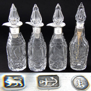 Fab Antique Victorian English Sterling Silver Cruet Set, Stand, Cut Crystal or Glass, Dog or Whippet