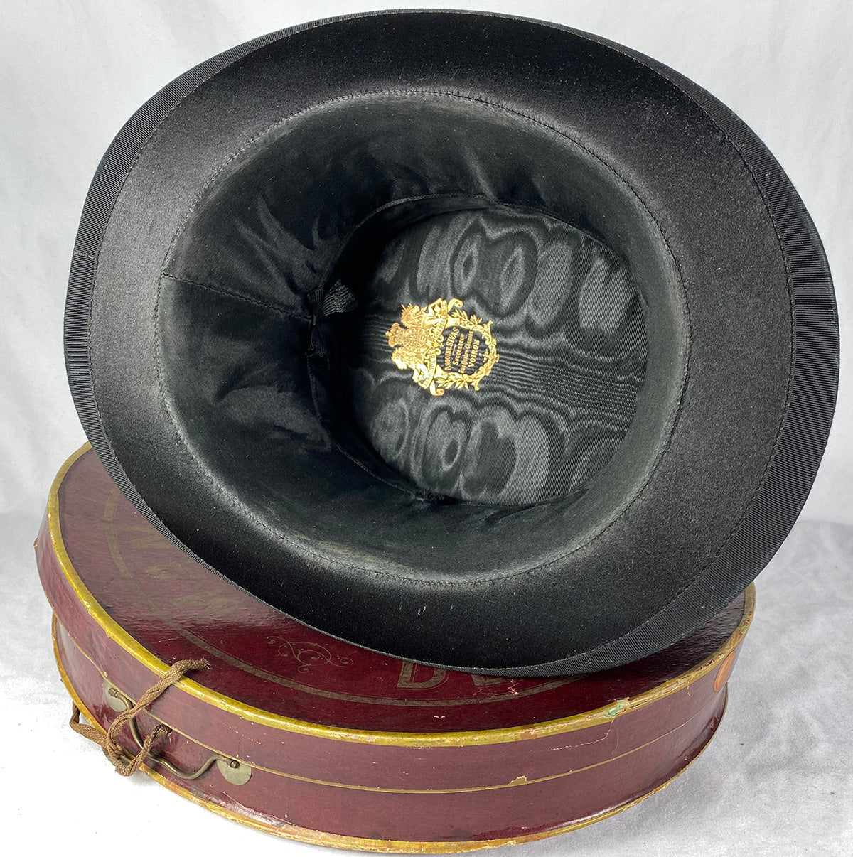 Antique French Silk Top Hat in Original Travel Case, Quite Excellent Folding Style, c.1850s