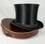 Antique French Silk Top Hat in Original Travel Case, Quite Excellent Folding Style, c.1850s