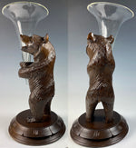 Antique 7.25" Tall Swiss Black Forest Bear with Glass Epergne, Vase Insert, Grand Tour