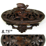 Antique Black Forest 8 3/4" Carved Casket, Box, Pierced or Reticulated Vines & Foliage