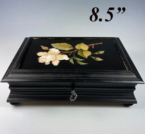 Antique Italian Victorian Era Grand Tour Souvenir Pietra Dura 8.5" Box, Casket, A Florence Art