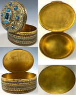 Antique French Grand Tour Souvenir Jewelry Box, 13 Bresse Kiln-fired Enamel Cabochons