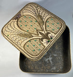 Superb Antique French Confectioner's Chocolate Box, EC, Entirely Hand Embroidered, Jewels, Metal Thread