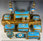 Antique 5.5" Long French Kiln-fired Enamel Jewelry Box, Original Silk Lining, Napoleon III Era