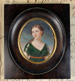 Antique HP Portrait Miniature, c.1810-30, Beautiful Young Woman, Wood Frame