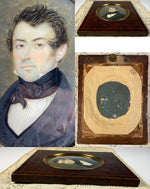 Fine Antique French Portrait Miniature of a Gentleman, c.1830s Louis Philippe Era