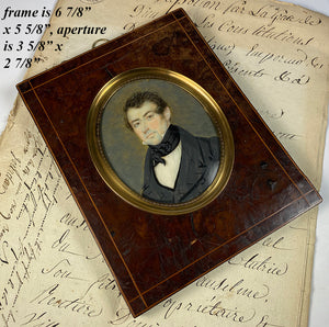 Fine Antique French Portrait Miniature of a Gentleman, c.1830s Louis Philippe Era