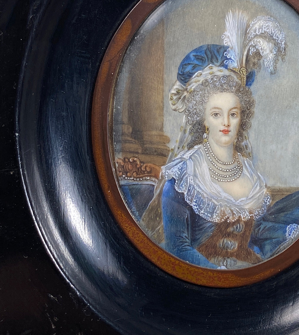 Antique French Grand Tour Souvenir Portrat Miniature, Marie Antoinette, c.1800-1830