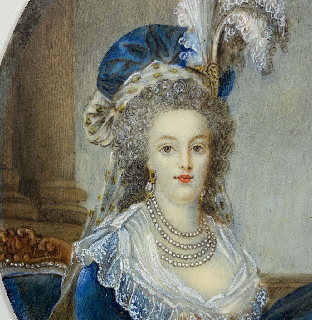 Antique French Grand Tour Souvenir Portrat Miniature, Marie Antoinette, c.1800-1830