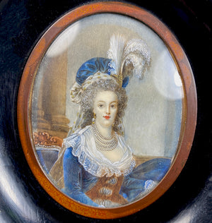 Antique French Grand Tour Souvenir Portrat Miniature, Marie Antoinette, c.1800-1830