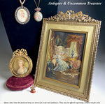 Antique Early to mid-1800s Portrait Miniature, a Baby, in French 18k Gold and Silver Pendant set w 96 Diamonds