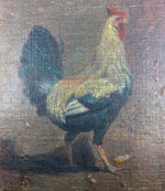 Antique Oil Painting of a Rooster, French and No Frame, Charming 9.5" x 6.5" Miniature