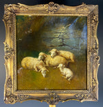 Rare Antique French Alter Painting, Lambs, Backside is Dark Jesus, Alter Stand c.1840s