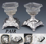 PAIR: Antique Napoleon III Era French Sterling Silver Open Salt or Sweetmeats