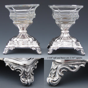 PAIR: Antique Napoleon III Era French Sterling Silver Open Salt or Sweetmeats