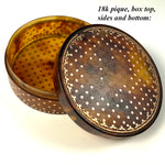 RARE Fine Antique French c.1700s Semi-opaque Tortoise Shell and 18k Gold Pique Snuff Box
