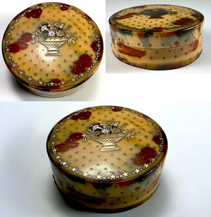 Antique Chocolate and Cognac Tortoise Shell Snuff Box, Elaborate Pique Work, c.1770s