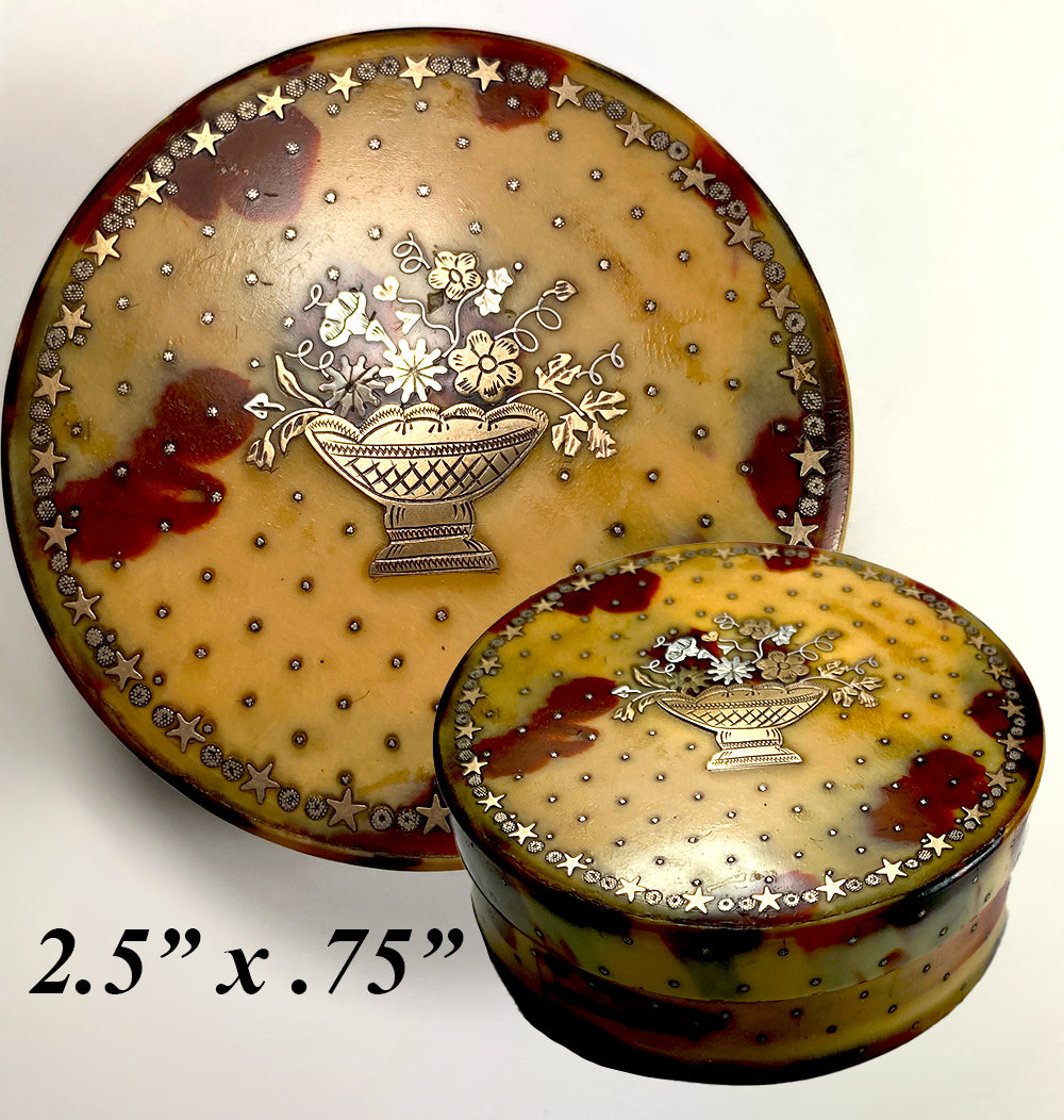 Antique Chocolate and Cognac Tortoise Shell Snuff Box, Elaborate Pique Work, c.1770s