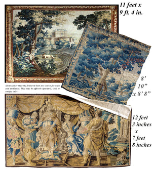 RARE Museum 12' 3" x 7' 8" 17th Century Flemmish or Aubusson Wall Tapestry, Figural, Queen, Dog