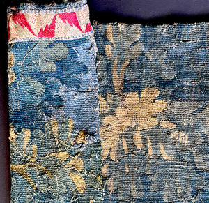 Antique 17th - 18th Century Aubusson or Flemish Tapestry Fragment for Pillow Top 21" x 13"