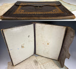 Antique Victorian Era Writer's Folio, Blotter, Brief Case, Gold Embossed Leather