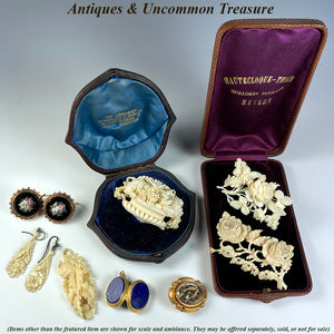 Elegant Little Antique French 18k Gold Double Locket Mourning Brooch, Napoleon III Era