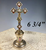 Antique Italian Micro Mosaic Crucifix Stand, Bronze Christ, Grand Tour Souvenir Cross