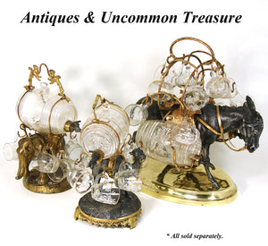 Antique French Napoleon III Liqueur Stand, Caddy or Tantalus, Barrel & Cups: Mule Figural Stand