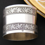 Antique French Sterling Silver Napkin Ring, Frieze Style Foliate Garland Bands