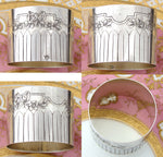 Antique French Sterling Silver 2" Napkin Ring, Laurel or Palmettes, Bow & Ribbon, Floral Garland