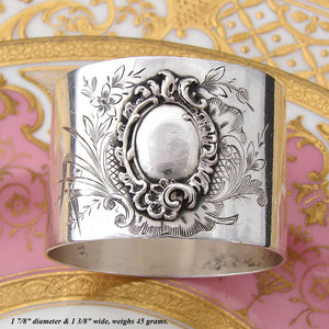 Antique French Sterling Silver Napkin Ring, Louis XIV or Rococo Pattern, 45gm