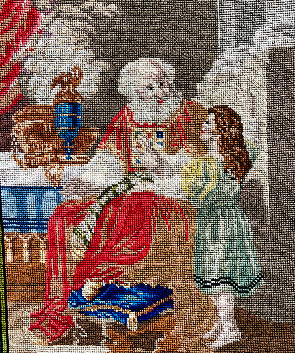 Antique French Needlepoint Tapestry Panel for Framing or for Pillow Top, Interior Needlework