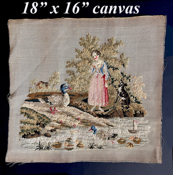Charming Antique French Needlepoint Sampler, Tapestry Country Scene Gi –  Antiques & Uncommon Treasure
